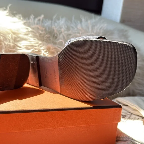 Hermès Sandales Gaelle – Size 37, Toile De Coton - EUC - Picture 6 of 14